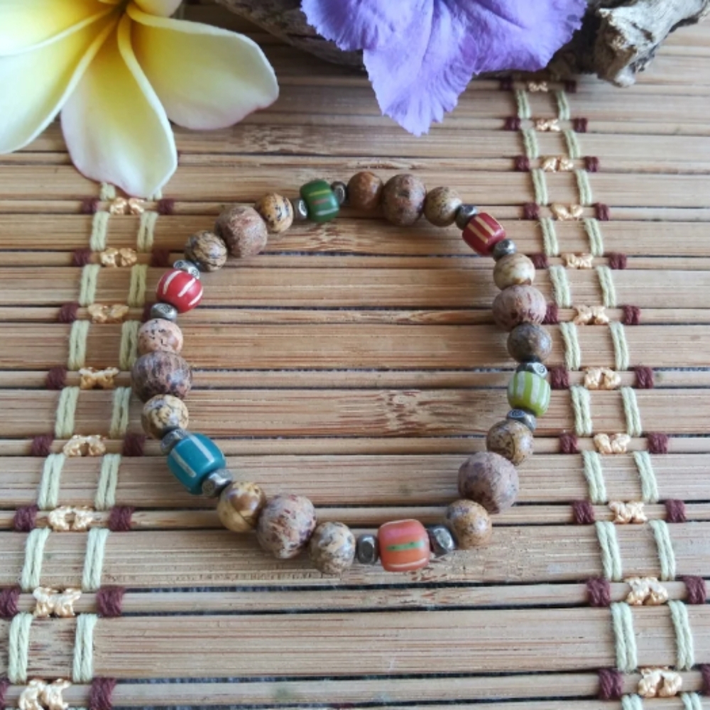 Wood Tribal Bead Bracelet